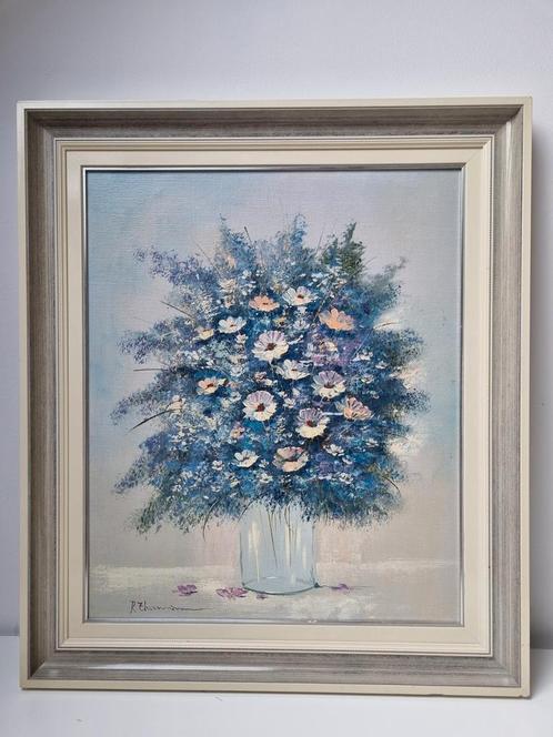 Olieverf op doek, Bloemstilleven, Rick Theunissen, Antiek en Kunst, Kunst | Schilderijen | Klassiek, Ophalen of Verzenden