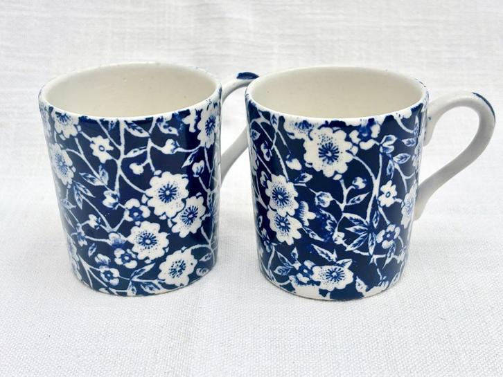 Burleigh - Blue Calico - Espresso, Huis en Inrichting, Keuken | Servies, Zo goed als nieuw, Kop(pen) en/of Schotel(s), Overige stijlen