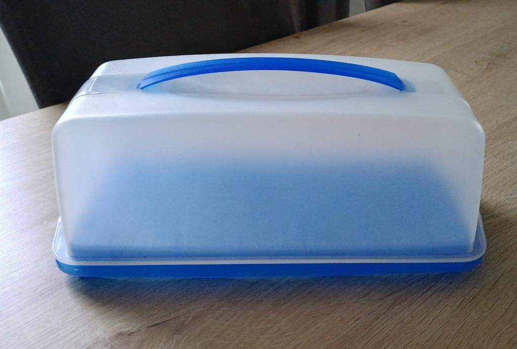 Cake bewaardoos blauw, Ophalen, Zo goed als nieuw
