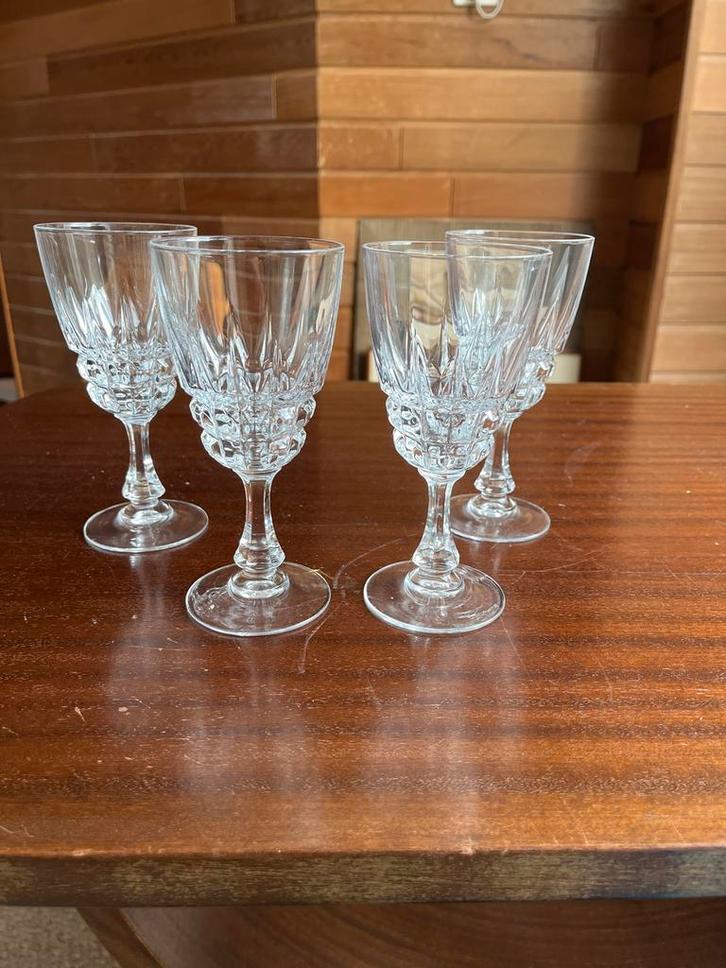 Kristallen Wijnglazen Set van 4, Antiek en Kunst, Antiek | Glas en Kristal, Ophalen of Verzenden
