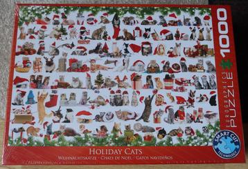 Legpuzzel EuroGraphics - 1000 stukjes - Holiday Cats - Kerst beschikbaar voor biedingen