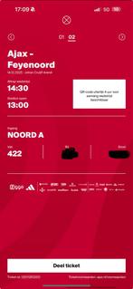 Ajax Feyenoord, Tickets en Kaartjes, Losse kaart, Eén persoon, December