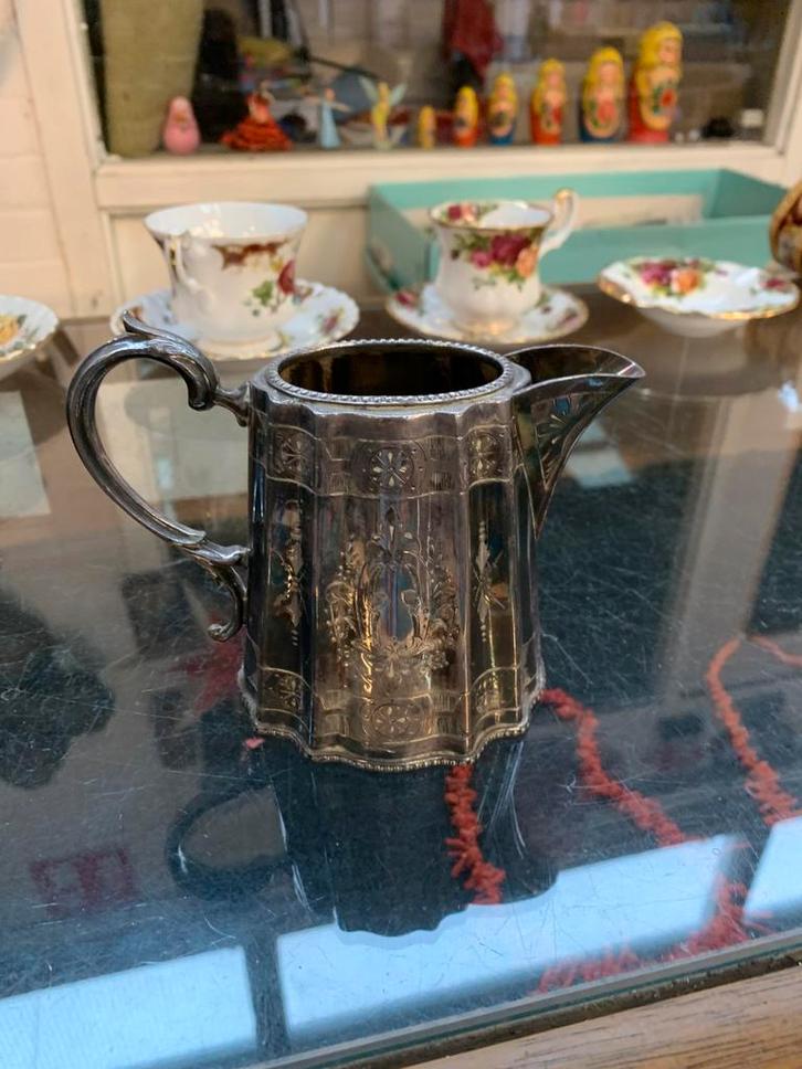 Zilver verzilverd ? Antiek melk kannetje, Antiek en Kunst, Antiek | Goud en Zilver, Ophalen of Verzenden