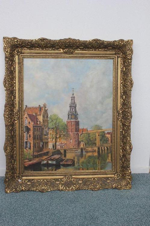 C.P HEEMSKERK OLIEVERF SCHILDERIJ AMSTERDAM MONTEBAANSTOREN, Antiek en Kunst, Kunst | Schilderijen | Klassiek, Ophalen of Verzenden