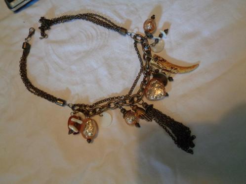 bronskleurig met diversen bedels en glas kralen nr k 5382, Sieraden, Tassen en Uiterlijk, Kettingen, Nieuw, Overige materialen