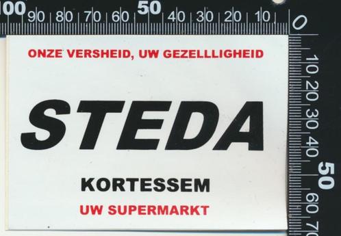 Sticker: Steda - Uw supermarkt - Kortessem, Verzamelen, Stickers, Zo goed als nieuw, Bedrijf of Vereniging, Verzenden