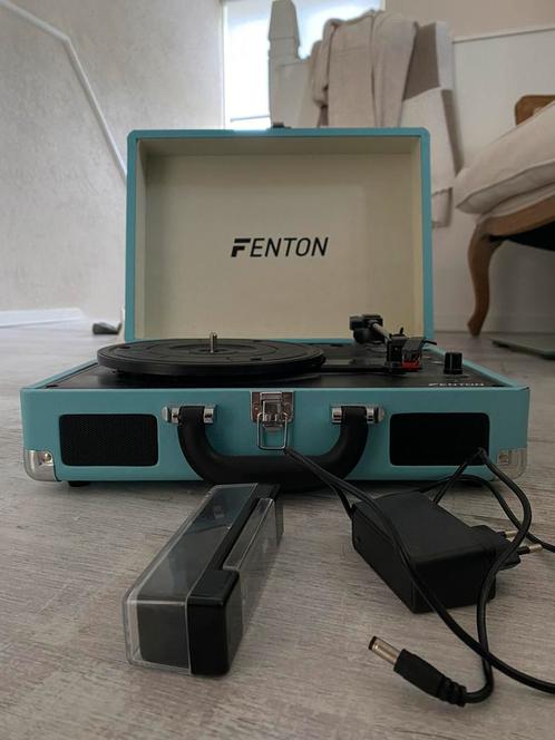 Blauwe Fenton recordplayer, met draad & platenborstel, Audio, Tv en Foto, Platenspelers, Zo goed als nieuw, Platenspeler, Overige merken