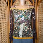 Vintage YK2 mesh glitter gehaakte longsleeve S, Kleding | Dames, Vintage Dressing, Verzenden, Zwart, Second Glow