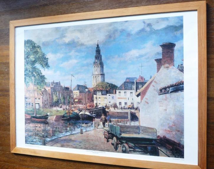Mooi stadsgezicht van Groningen, Antiek en Kunst, Kunst | Litho's en Zeefdrukken, Verzenden