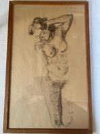 Oude tekening van mooie  vrouw van R.m.......?, Ophalen of Verzenden