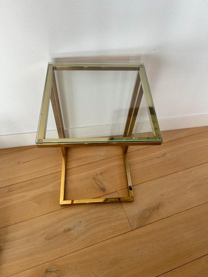 2x Eric Kuster bijzettafel goud, Huis en Inrichting, Tafels | Bijzettafels, Gebruikt, Vierkant, Minder dan 45 cm, Minder dan 55 cm