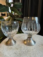 cognac glass with silver stem and aperitif or liqueur glass, Antiek en Kunst, Antiek | Glas en Kristal, Verzenden