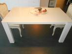 lange witte eet tafel met melk glas uitschuifbaar modern int, Huis en Inrichting, Tafels | Eettafels, Ophalen, 50 tot 100 cm, 150 tot 200 cm