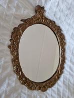 Kleine oude messing Cupido spiegel, Antiek en Kunst, Antiek | Spiegels, Minder dan 100 cm, Ophalen of Verzenden, Ovaal