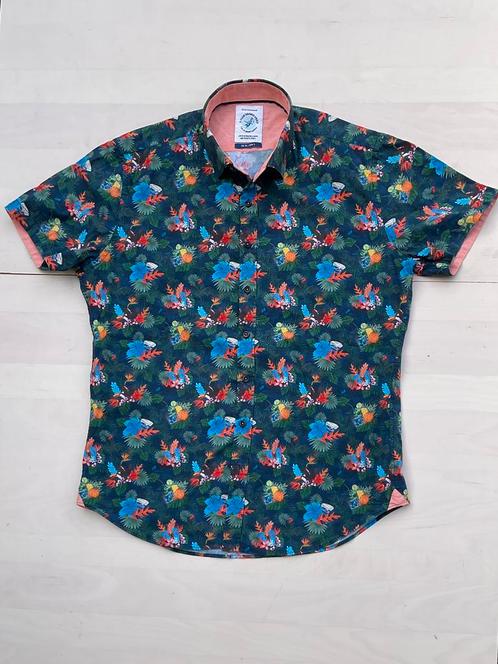 A Fish Named Fred korte mouw maat XL, Kleding | Heren, Overhemden, Zo goed als nieuw, Halswijdte 43/44 (XL), Blauw, Ophalen of Verzenden