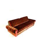 Vintage velours slaapbank ‘80, Huis en Inrichting, Banken | Bankstellen, Vintage retro buisframe design rotan webbing papercord deens