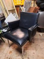 Vintage Lounge Stoel Zwart Skai, Ophalen, Gebruikt, Zwart, Vintage
