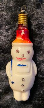 Oud antiek vintage glazen kerstverlichting lampje sneeuwpop, Diversen, Kerst, Ophalen of Verzenden, Gebruikt