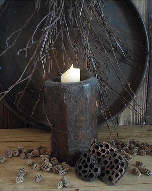 12430 V Oude houten vijzel L Luksa, Antiek en Kunst, Antiek | Woonaccessoires, Verzenden