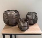 3x Windlicht / Kandelaar - Brons Metaal, Ophalen of Verzenden, Zo goed als nieuw, Kandelaar