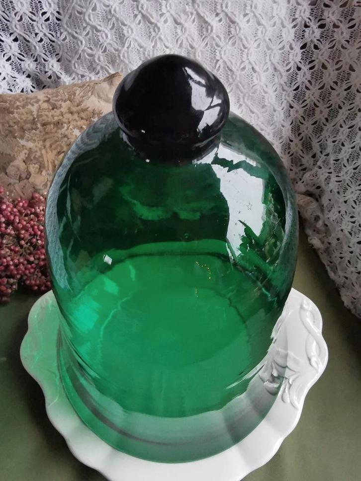 Oude stolp cloche prachtig dik groen glas 38cm hoog Miekje, Antiek en Kunst, Curiosa en Brocante, Ophalen
