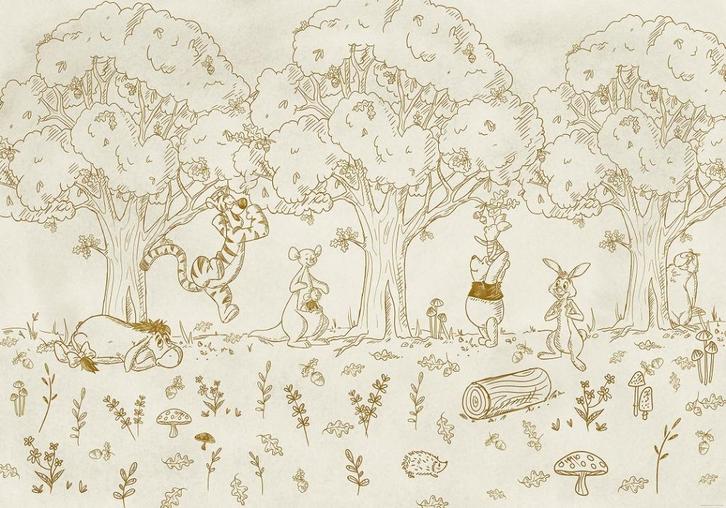 Winnie the Pooh behang Outdoors, Babykamer en kinderkamer, Kinderen en Baby's, Kinderkamer | Inrichting en Decoratie, Nieuw, Wanddecoratie