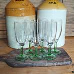 Vintage Luminarc groene champagne glazen - set van 6, Antiek en Kunst, Antiek | Glas en Kristal, Ophalen of Verzenden