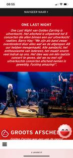 Golden earring one last night, Tickets en Kaartjes, Twee personen