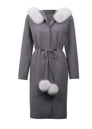 Ribkoff warm vest/ jas grijs met capuchon bontrand maat L beschikbaar voor biedingen