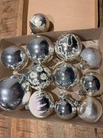 Oude kerstballen vintage glas zilver wit versiering sneeuw, Ophalen of Verzenden, Zo goed als nieuw