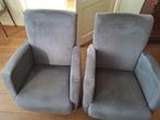 2 donkergrijze fauteuils, Huis en Inrichting, Fauteuils, Ophalen, Gebruikt, Minder dan 75 cm, Stof
