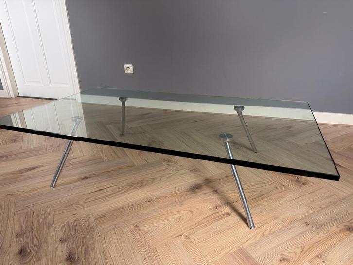 Beek Maupertuus Glazen Salontafel 130x75x30, Huis en Inrichting, Tafels | Salontafels, Gebruikt, Minder dan 50 cm, 50 tot 100 cm