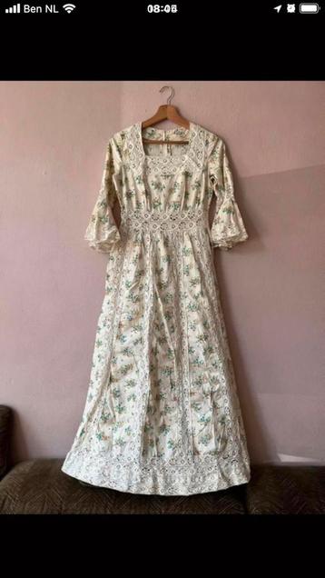 Prachtige vintage jurk 70s maxi dress mt 36 trouwjurk