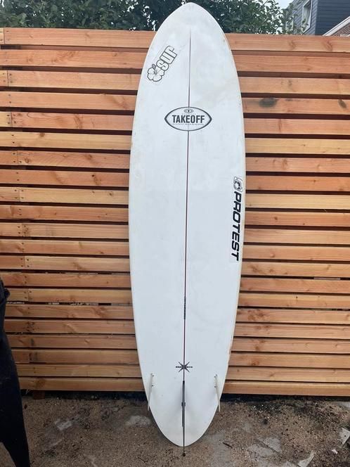 Surfboard Retro Egg 7’2” met Tas, Leash, Watersport en Boten, Golfsurfen, Gebruikt, Longboard, Met vinnen, Met draagtas, Met koord