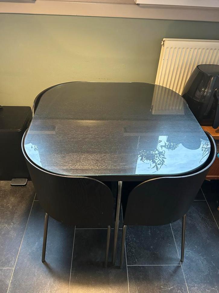 Ikea Fusion set, Huis en Inrichting, Tafels | Eettafels, Gebruikt, 50 tot 100 cm, Vier personen, Vierkant, Overige houtsoorten