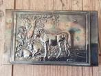 Antiek verzilverd luciferdoosje zilfa pleet met koeien, Antiek en Kunst, Ophalen of Verzenden, Zilver