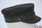 Vintage Kapiteinspet Chudarek grijs ribfluweel 56 unisex, 56 of 57 cm (M, 7 of 7⅛ inch), Firma Chudárek Praha, Ophalen of Verzenden