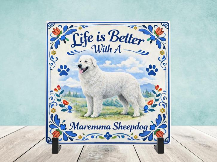 Life is Better With a Maremma Sheepdog - Tegel, Huis en Inrichting, Woonaccessoires | Tekstborden en Spreuken, Nieuw, Verzenden