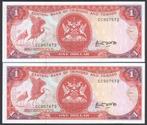 Trinidad and Tobago 1 Dollar (2) Opeenvolgende nummers, Postzegels en Munten, Bankbiljetten | Amerika, Verzenden, Noord-Amerika