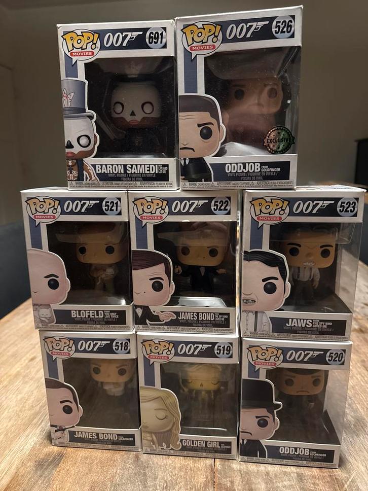 James Bond 007 Funko Pop Collectie - 9 Stuks!, Verzamelen, Poppetjes en Figuurtjes, Gebruikt, Ophalen of Verzenden