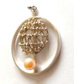 835 zilver Antieke Mooie opengewerkte hanger met echte parel, Sieraden, Tassen en Uiterlijk, Antieke sieraden, Ophalen, Zilver