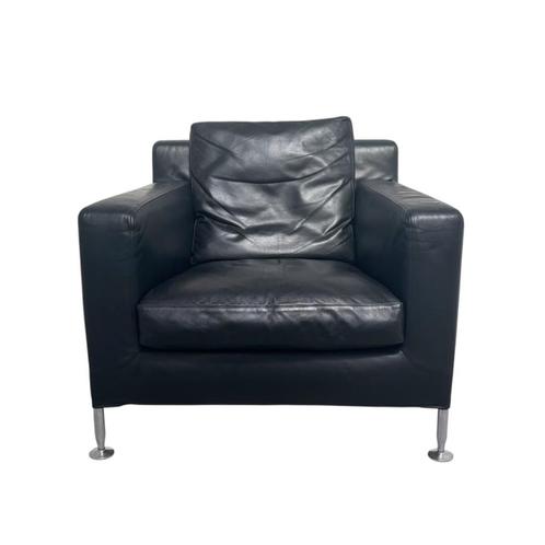 BB Italia fauteuil lounge chair jaren 80 90 design leer, Huis en Inrichting, Fauteuils, Gebruikt, Leer, 75 tot 100 cm, 75 tot 100 cm