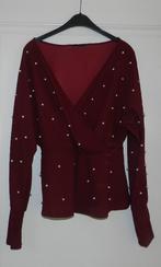 Feestelijke nieuwe bordeaurode top/tuniek met parels,, Verzenden, Nieuw, Maat 46/48 (XL) of groter