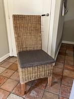 6 rieten stoelen + bruine kussens, Huis en Inrichting, Stoelen, Ophalen, Gebruikt, Bruin, Riet of Rotan