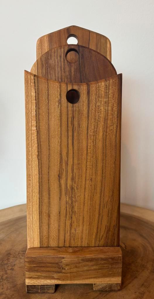 Suar-houten snijplanken SET Van 3 (model B)+ snijplankhouder, Antiek en Kunst, Kunst | Beelden en Houtsnijwerken, Ophalen of Verzenden