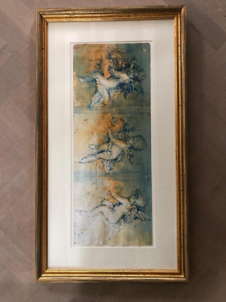 Ruud Krijnen - Putti - Ingelijst, Antiek en Kunst, Kunst | Tekeningen en Foto's, Ophalen