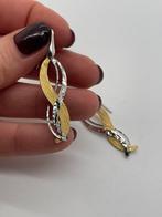B286 Prachtige zilveren bicolor oorbellen, Sieraden, Tassen en Uiterlijk, Oorbellen, Hangers, Ophalen of Verzenden, X, Goud