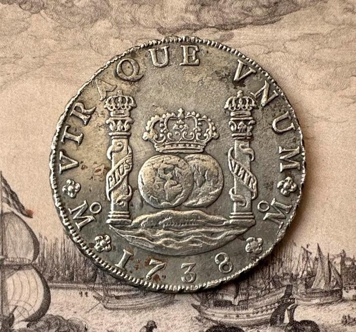 8 Reales, Pillar Dollar 1738 Rooswijk scheepswrak, Postzegels en Munten, Munten | Europa | Niet-Euromunten, Losse munt, Overige landen