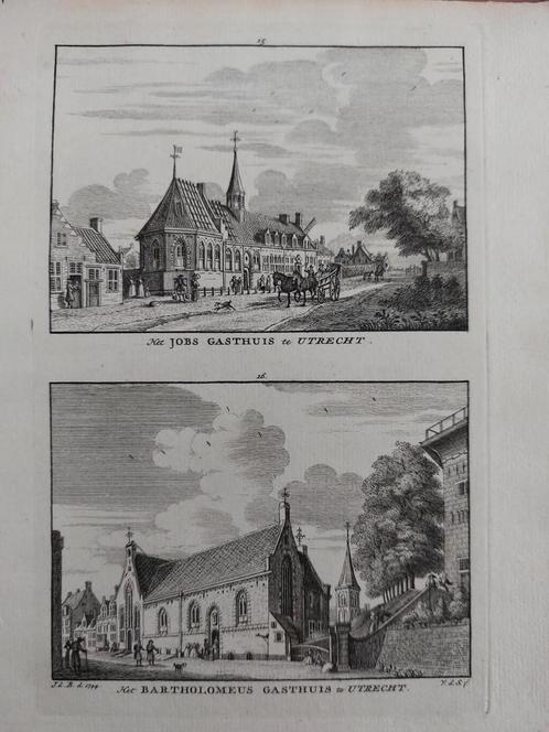 15-16 / Utrecht  Bartolomeus en Jobs Gasthuis 1773, Antiek en Kunst, Kunst | Etsen en Gravures, Ophalen of Verzenden