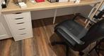 Bureau, wit gelazuurd eikeneffect/wit. 200x60 cm, Ophalen, Gebruikt